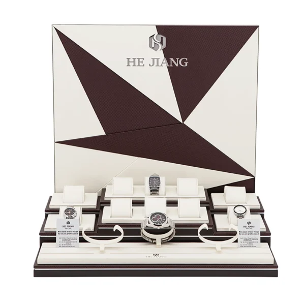 Luxury Watch Display with Leather Backdrop Style 1
